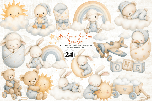 Download Here Comes the Son Baby Shower Clipart - Baby shower clipart Collection
