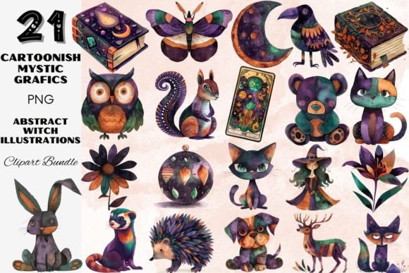 Download Abstract Cartoonish Mystic Animal Witch - Premium Resources