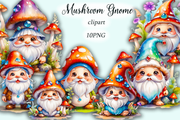Download Watercolor Mushroom Gnome Clipart - Mushroom Collection