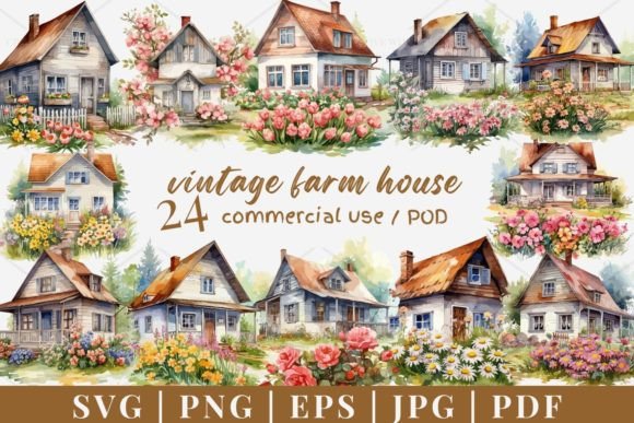 Download 24 Farm House Vector, SVG, PNG 975 - Vector Collection
